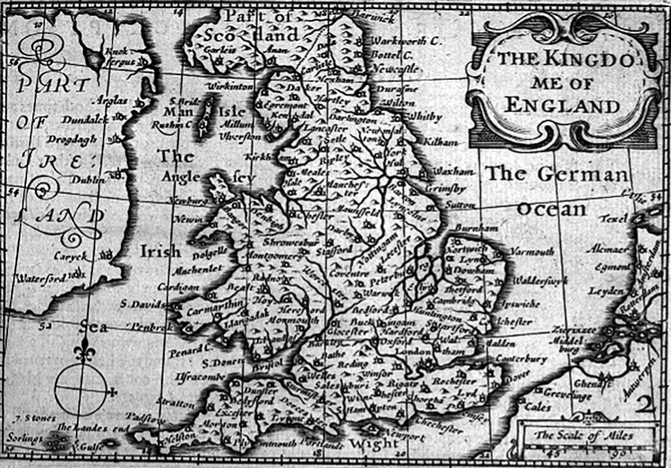 Old map of British Isles showing 'The Kingdome of England'